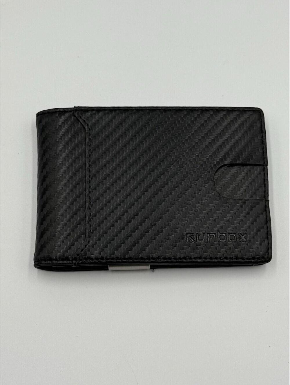 RUNBOX Carbon Fiber Wallet Slim Bifold RFID Blocking Black
